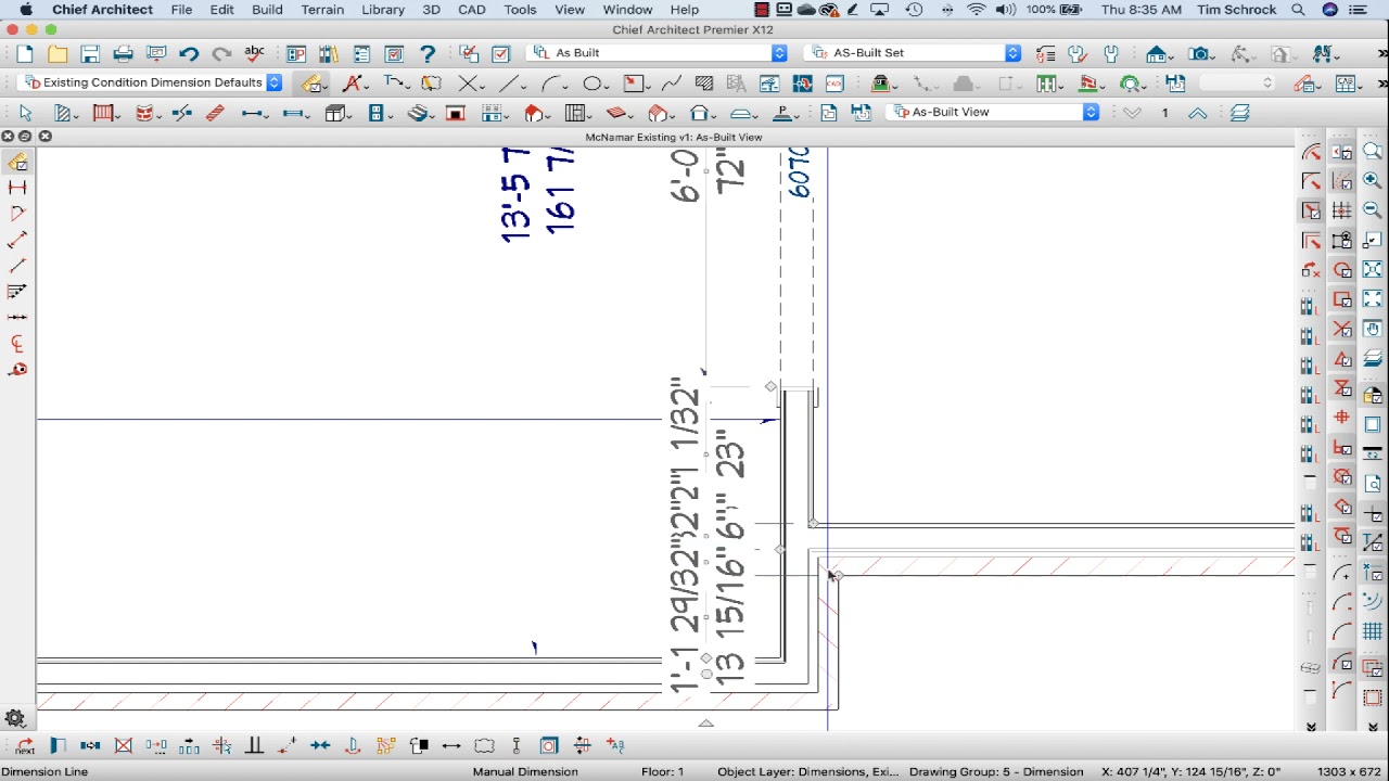 Dimensions to walls and doors | Chief Architect