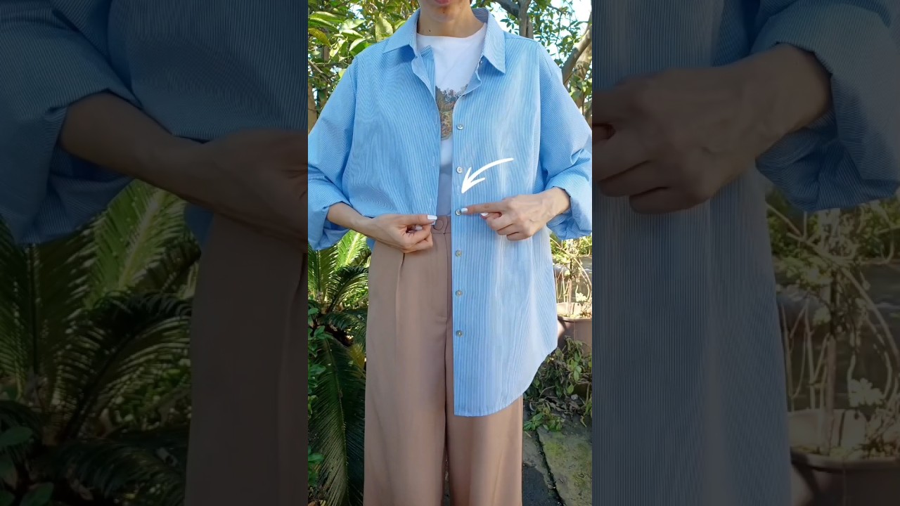 ✅️SPRING BUTTON UP SHIRT HACK❌️ #shorts #fashionhack #outfit #styletips
