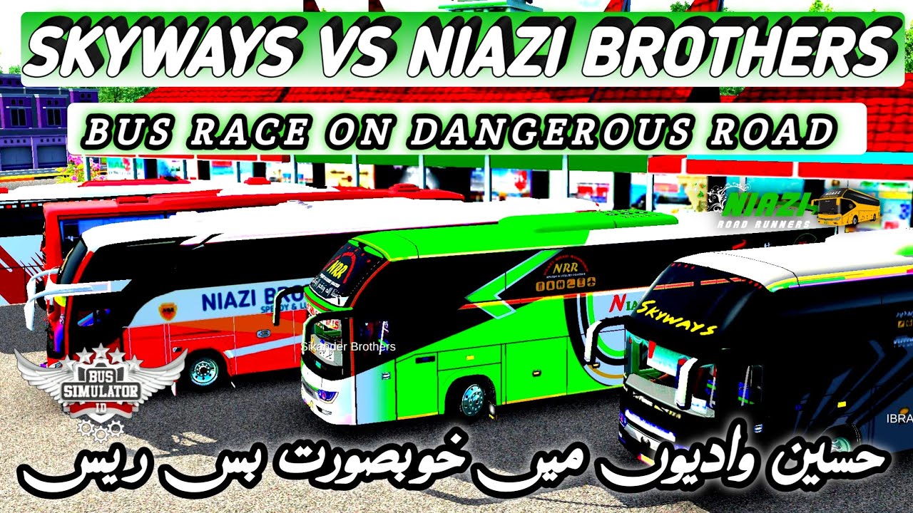 Bus Race At Mountains | Bus Racing || Long Route Race || NRR vs Niazi Brothers || Skyways Vs NRR