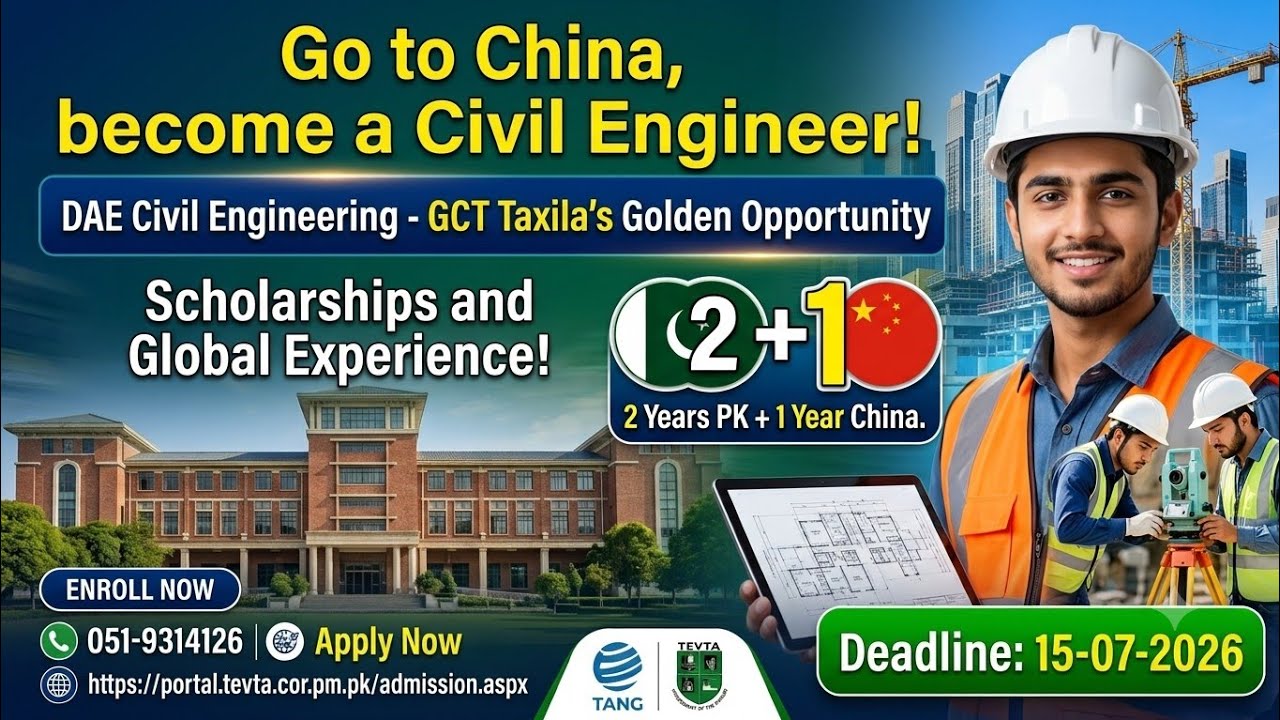 Study in China: DAE Civil Engineering Program at GCT Taxila | Admissions Open 2026
