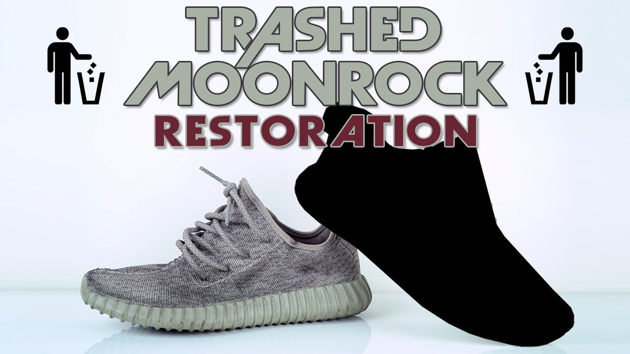 Vick Almighty trashes a pair of Adidas Yeezy 350 Moonrocks.