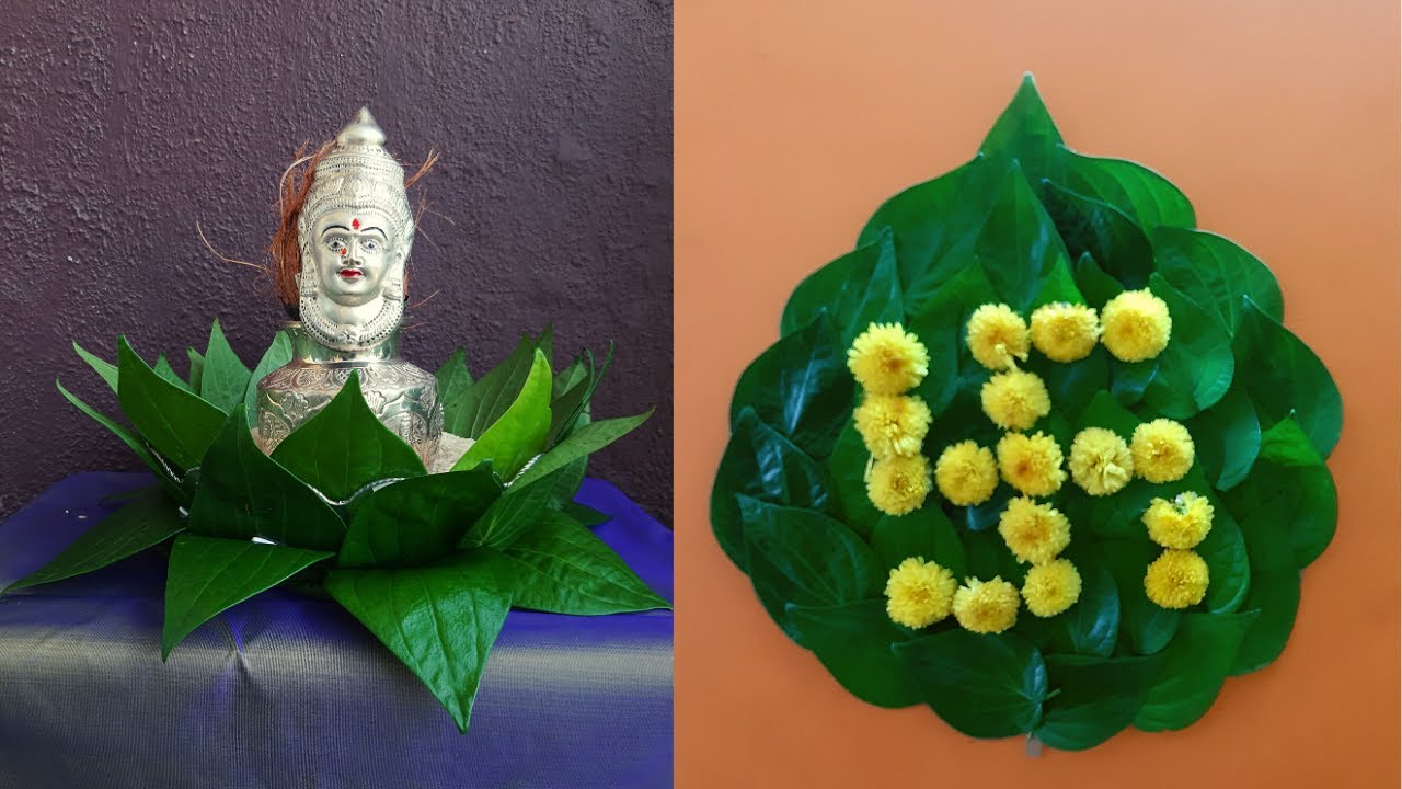 2 simple and Easy Betel Leaf  Backdrop decoration ideas for Varamahalakshmi Pooja | A2 Crafts