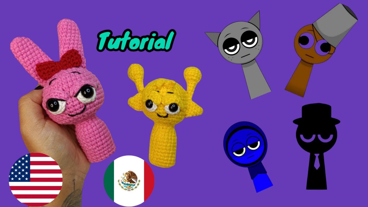 Pinki SPRUNKI AMIGURUMI мини-урок | спрунки амигуруми, серый бруд/кубетон/джевин/черный |