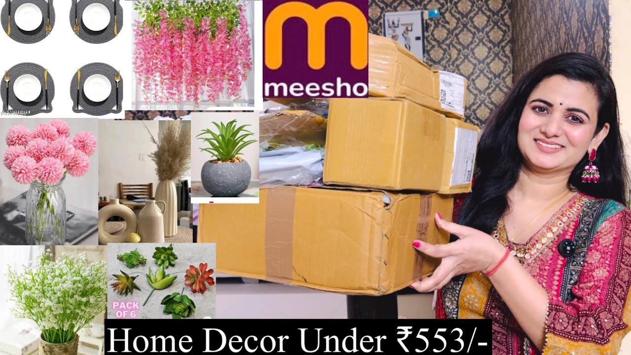 Meesho Home Decor Haul, Planters, Flower Pot, Table Mat, Artificial Plants, Artificial Leaves,Shikha