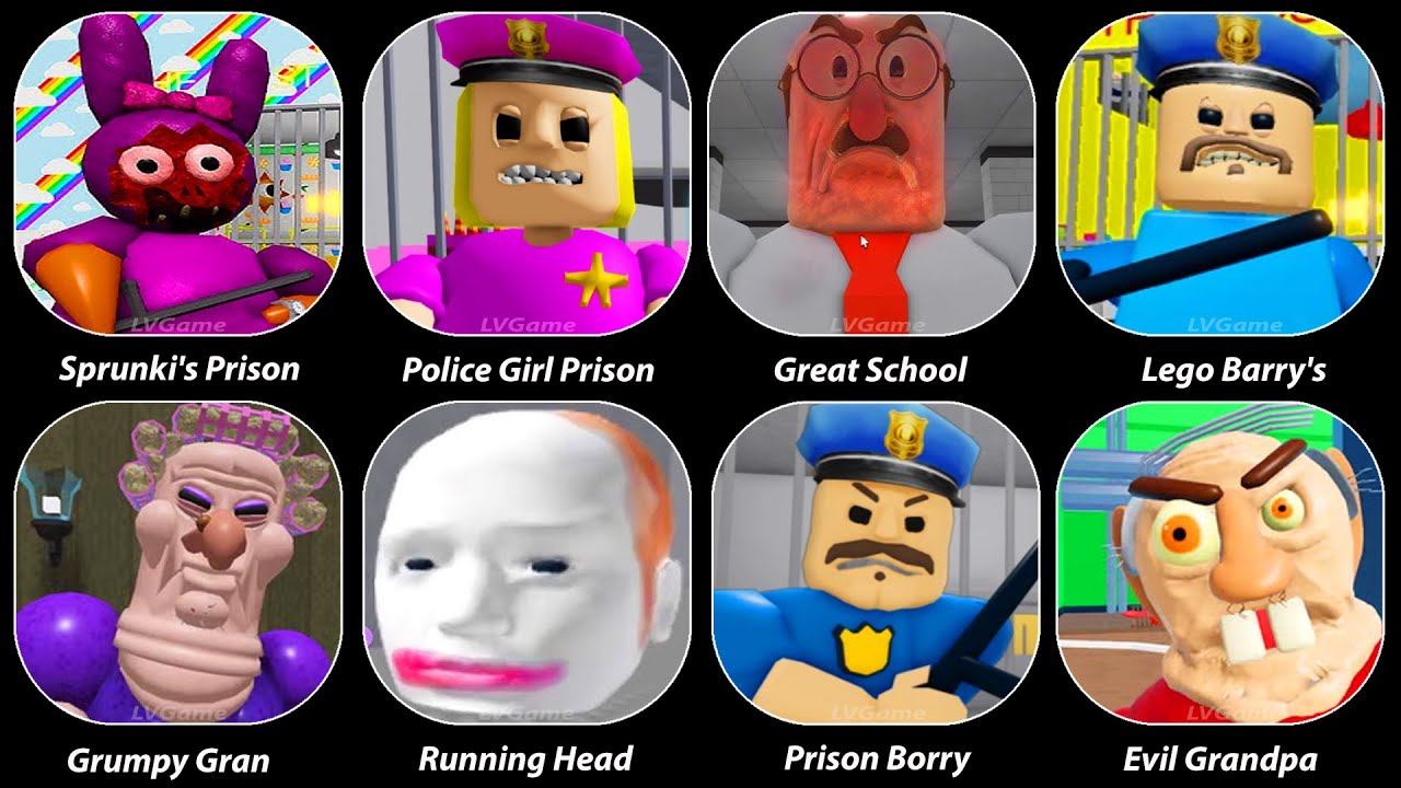 Sprunki's Prison Run, Escape Evil Grandpa, Police Girl Prison Run,Great School Breakout#roblox