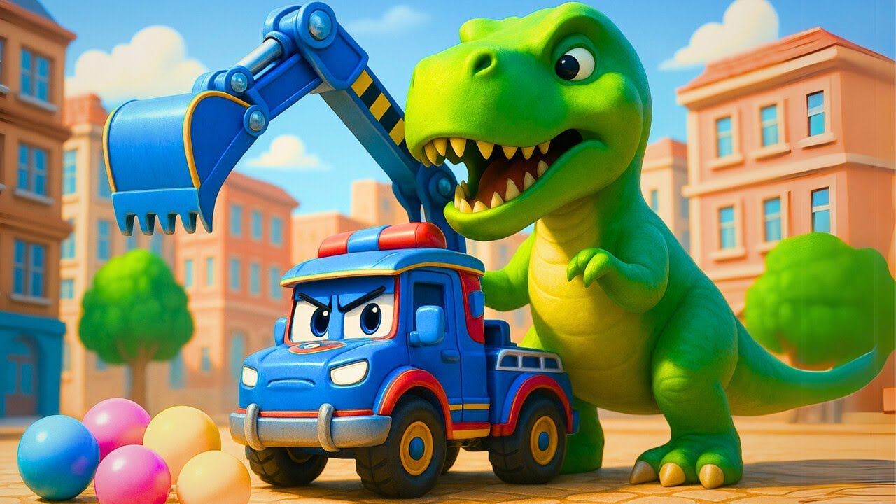 Wow! How Will Super Truck Stop the T-Rex Statue from Crashing? 🦖🚚 Cartoon for Kids