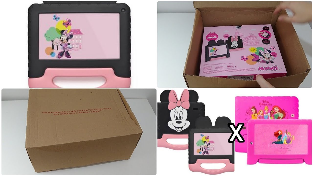 UNBOXING TABLET INFANTIL MULTILASER MINNIE | MAIS COMPARATIVO COM O TABLET MULTILASER PRINCESAS