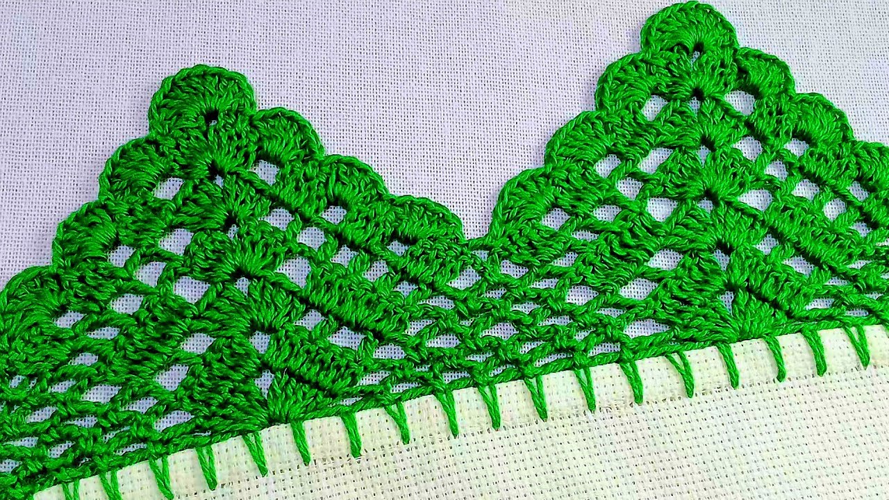 bico/Barrado de crochê fácil para pano de prato e toalha #barradinho #panodeprato #crochê