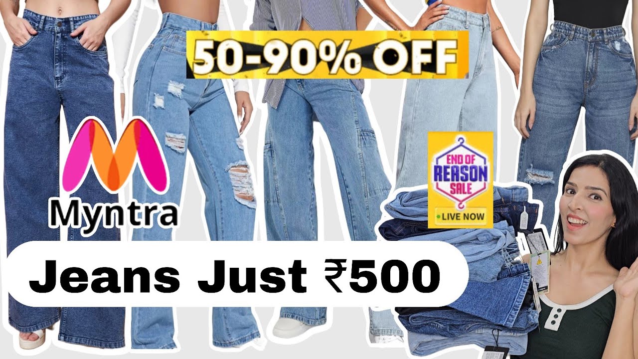 Myntra Jeans Haul under 500 | High Waist Wide leg jeans Boot cut Jeans under 500 #myntra #myntrahaul