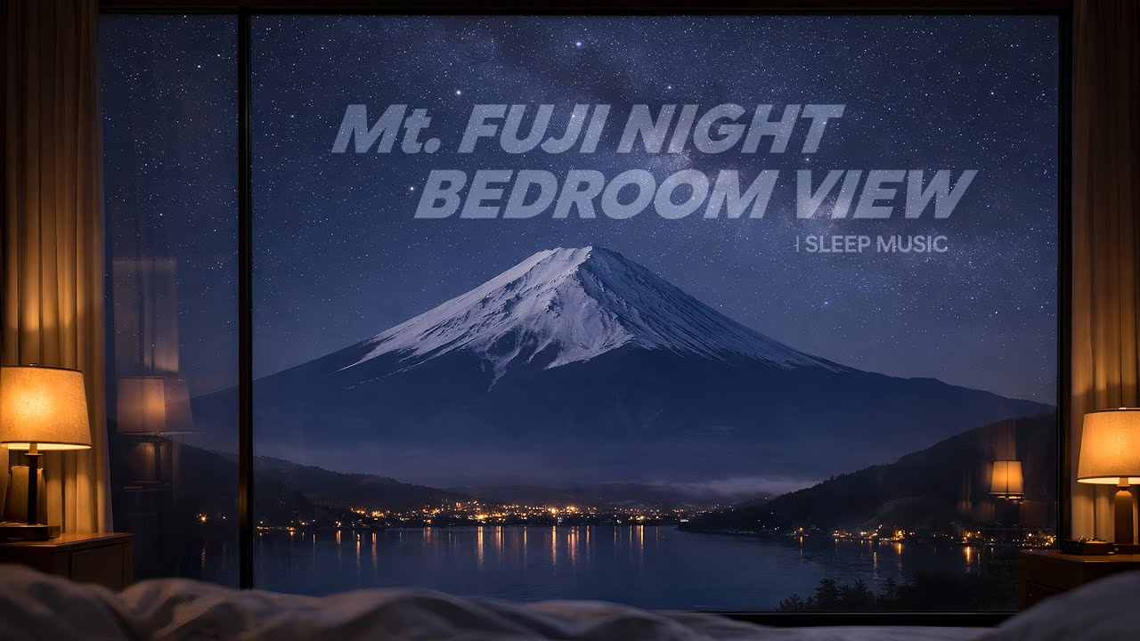 Calm Piano Sleep Music for Deep Sleep | ❄️Winter Night View of Mount Fuji (1 Hour, No Ads)