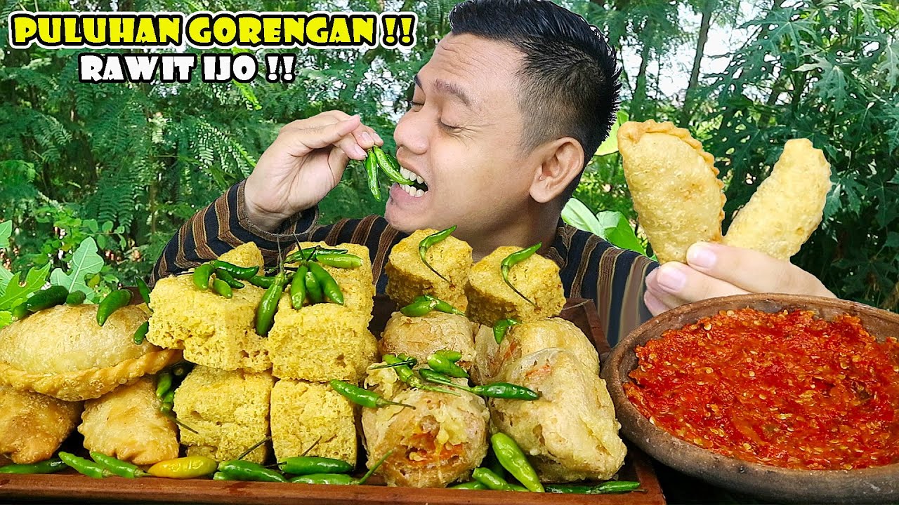 BIKIN NAGIH ..!! MUKBANG GORENGAN TAHU CRISPY , TAHU MERCON + PASTEL PAKE SAMBEL + RAWIT IJO