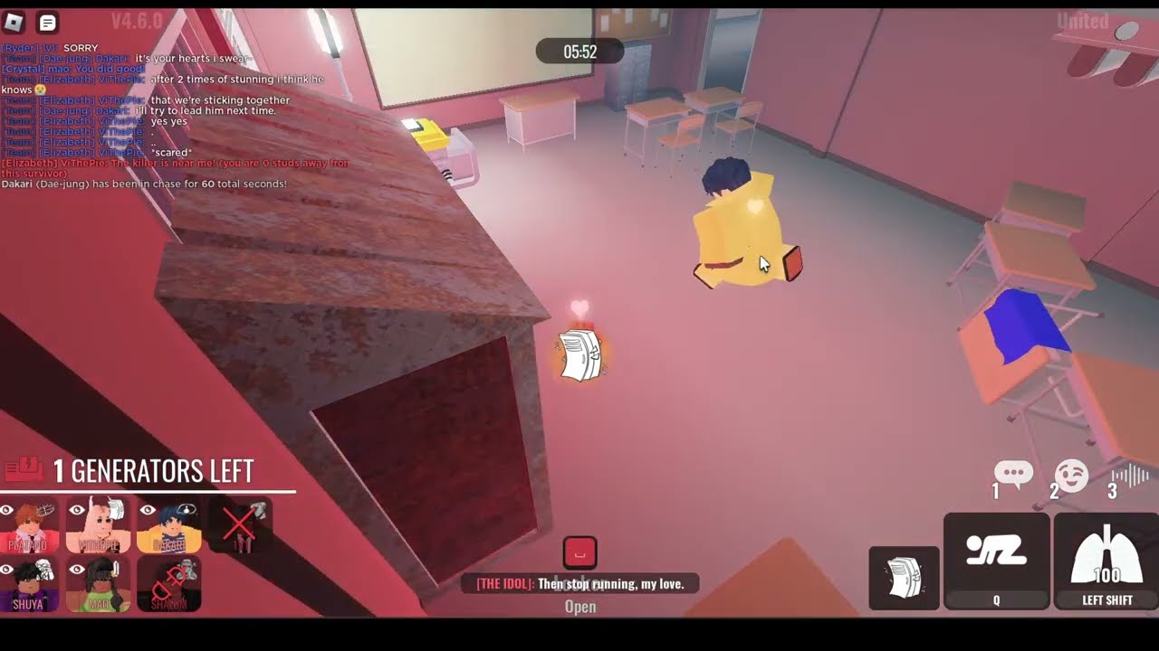 🫡being Dae-jung's bodyguard when the killer is Idol (Roblox Daybreak playthrough)