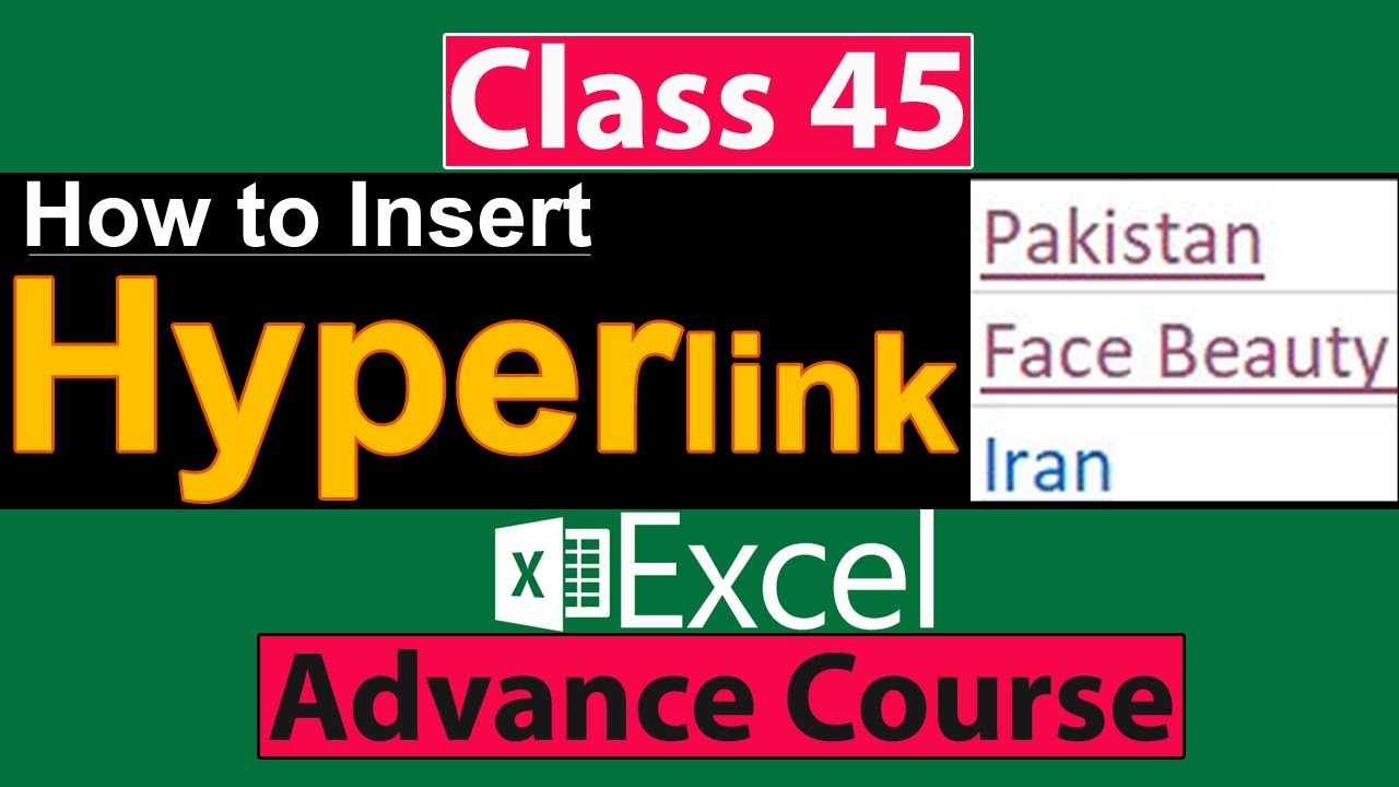 How to insert Hyperlink in Excel in Urdu - Class No 45