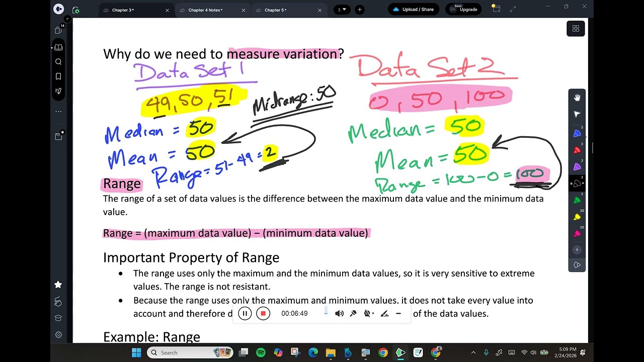mat 206 Section 3.2 Measures of Variation part 1