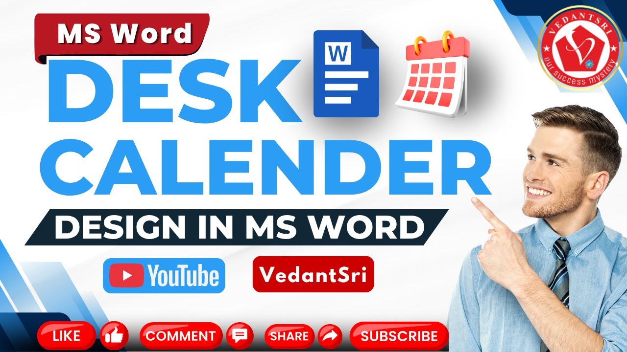 Desk Calendar Design in MS Word at #VedantSri #Word #Class