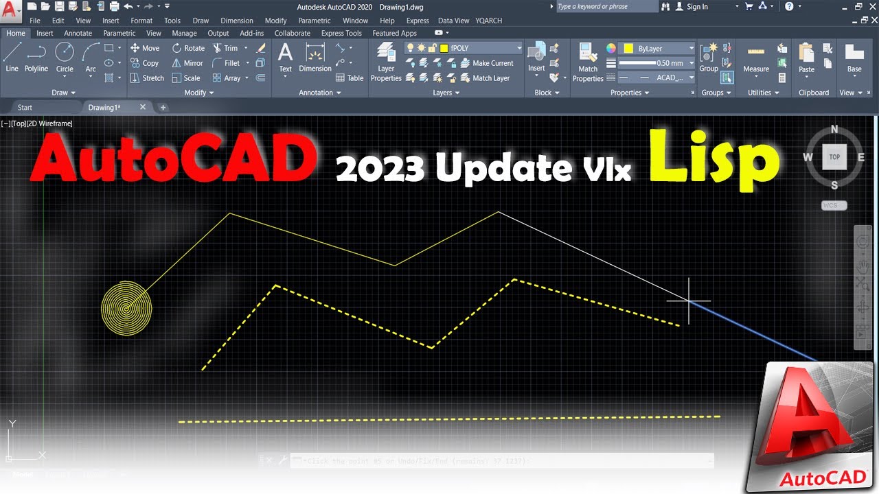 AutoCAD VLX Lisp Update 2023: Draw Fixed Length Polyline with Options