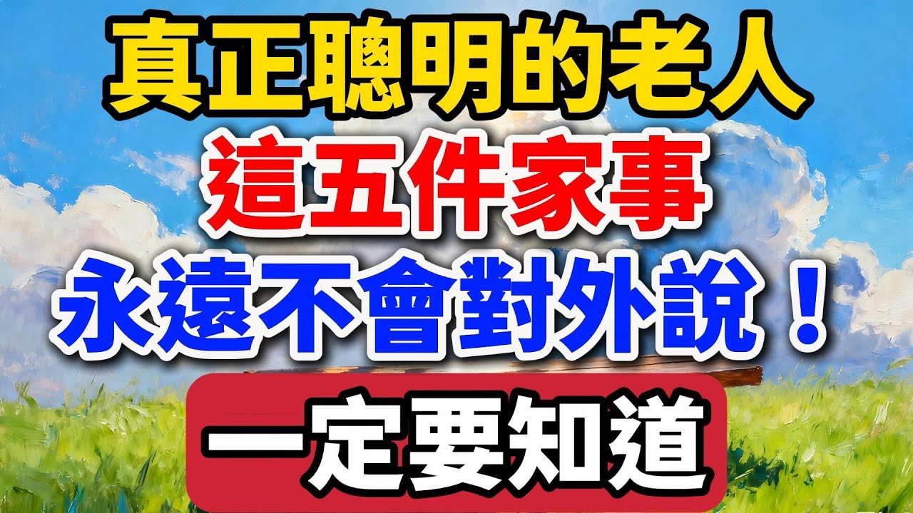 真正聰明的老人，這五件家事永遠不會對外說！一定要知道！【老羅愛分享】#晚年生活 #中老年生活 #為人處世 #生活經驗 #情感故事 #老人 #幸福人生 #talks
