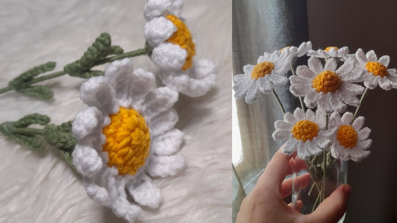 كروشية زهرة الأقحوان /وردة كروشية #crochet #كروشيه