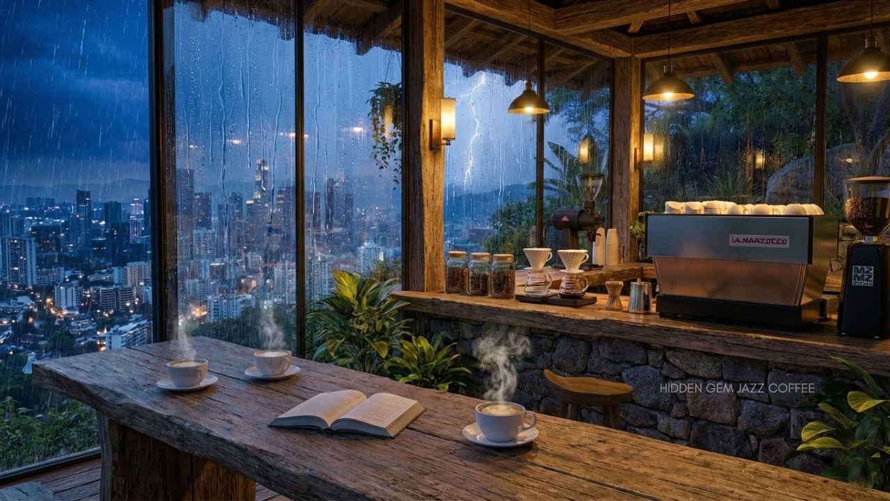 Cozy Jazz Coffee Shop ☕ Smooth Jazz with Rain Ambience for Study, Work, & Focus