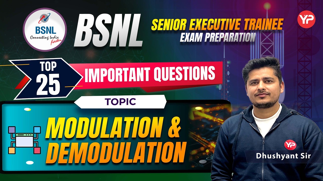 Top 25 Important Qs of Modulation & Demodulation (Basic Telecommunication concept) for BSNL SET Exam