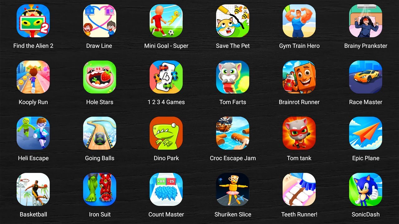 Roblox,Bad Piggies,Papa Pizza's Pizzeria,Red Ball 4,Swamp Attack 3,Poppy Playtime 5,Eyes: The Horror