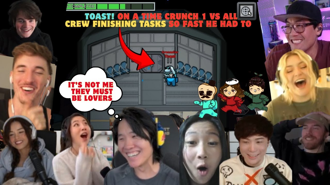 (Multi POV) Toast on a TIME CRUNCH 567 IQ 1 vs ALL CREWMATES Doing Their Tasks ft Sykkuno Rae Fuslie