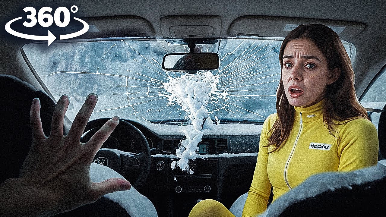 360° VR ESCAPE from a SNOW AVALANCHE in a Car With Girlfriend| Realistic 360 Video 4K Ultra HD