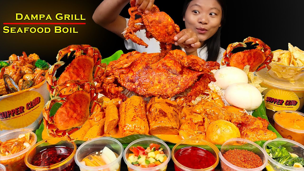 Sea Food Dampa, Eating Crab, Octopus, Prawn, Fish, Boiled Eggs, Rice & Coconut Daal, Nepali Mukbang