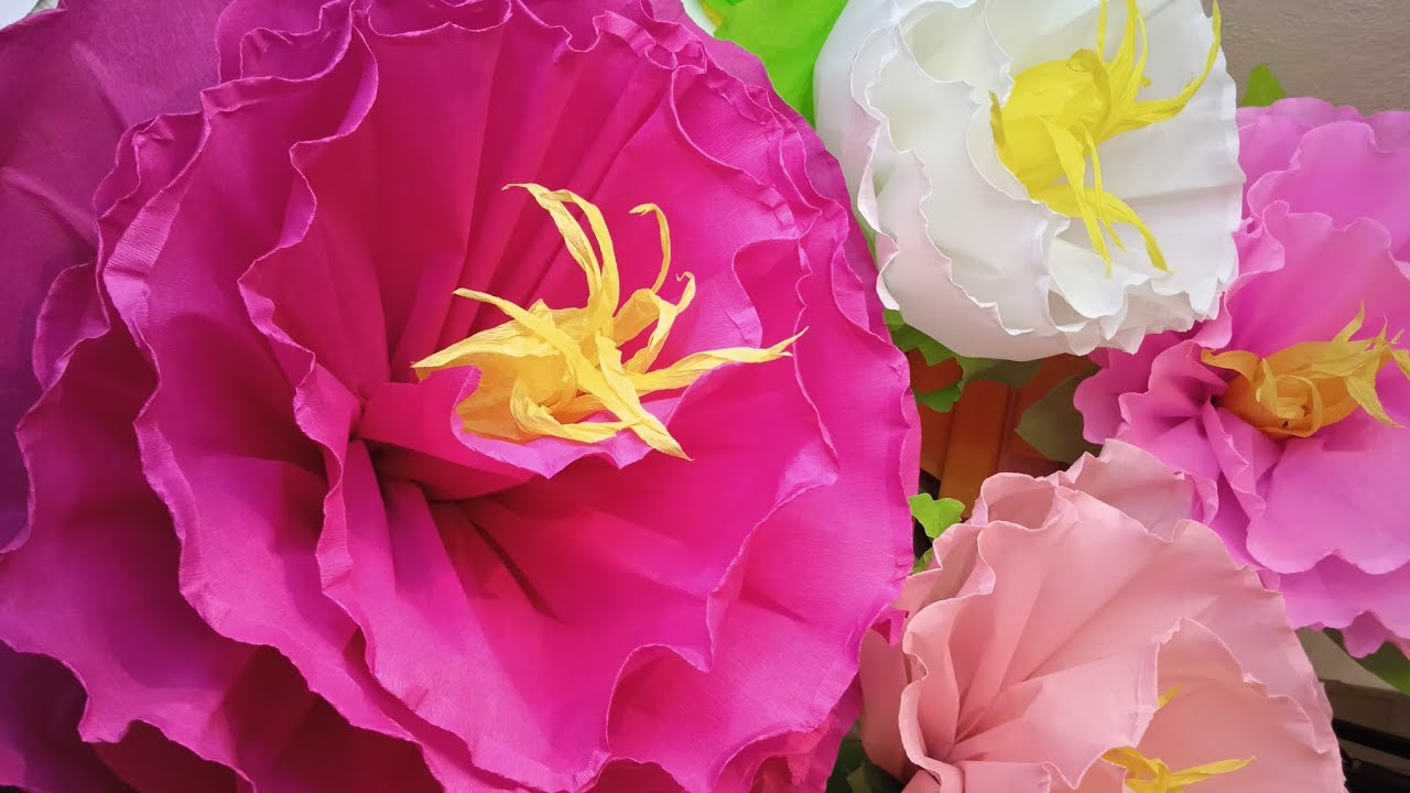 🤩Flores de Papel Crepé Rosas, Flor de Papel Crepé Gigante ‼️ Hilda Manualidades 🔔