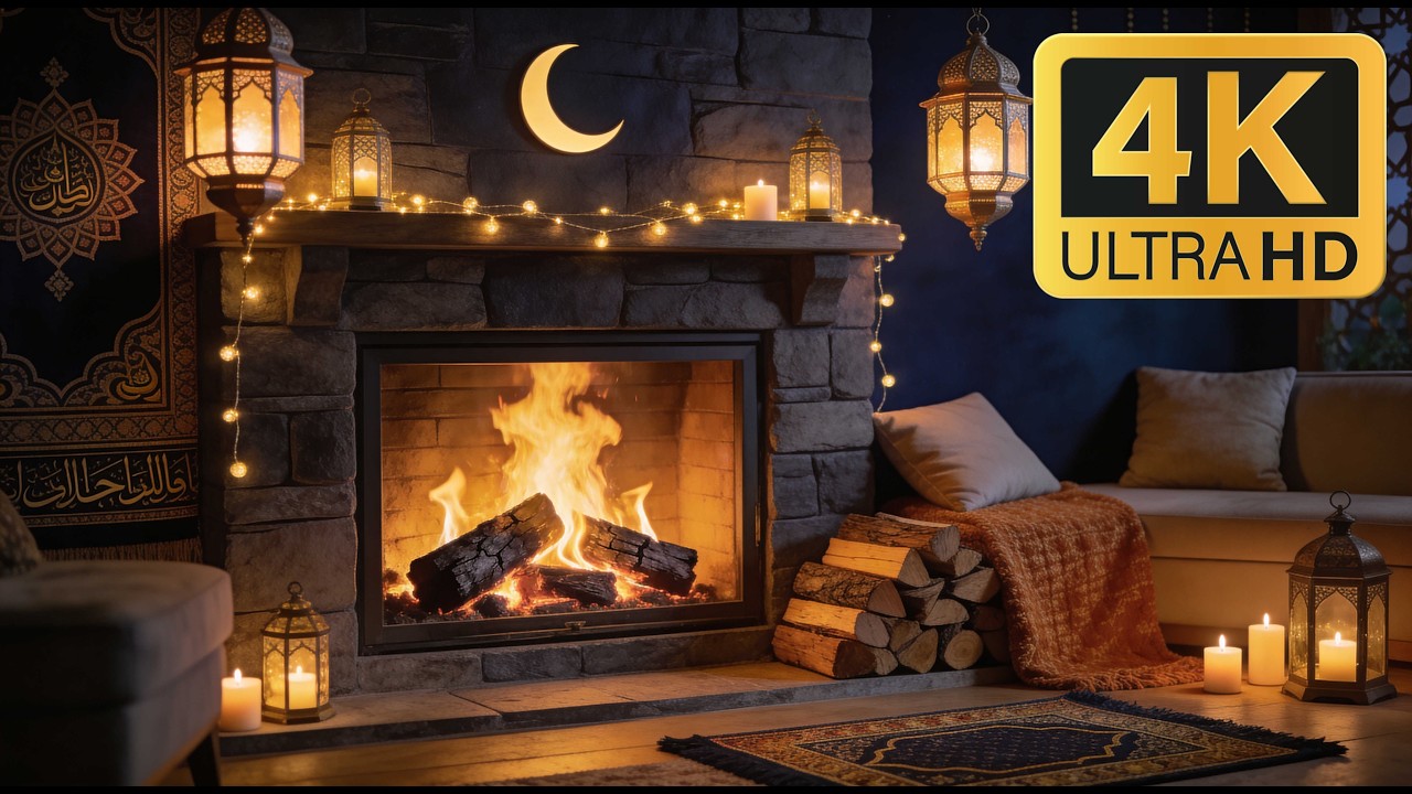 🔥 Ramadan Fireplace Ambience LIVE 2026 | 12 Hours | مدفأة رمضان | Pure Crackling Fire | 4K