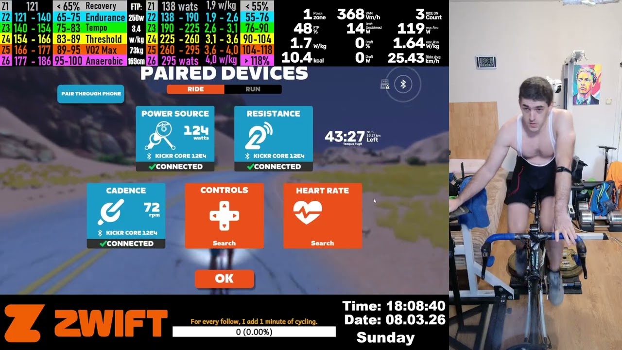 Zwift Cycling Workout Live Stream in 2K 1440p 8.03.2026 zv