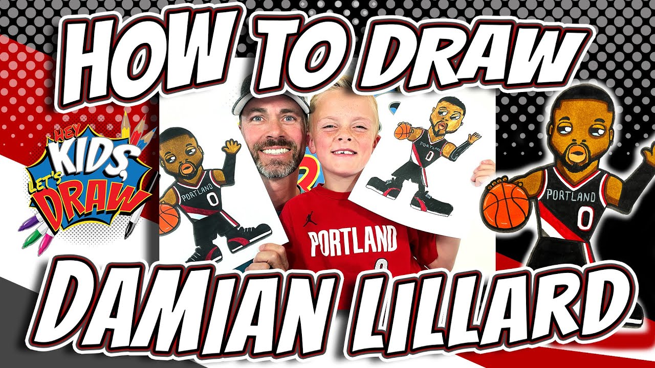 How to Draw Damian Lillard for Kids - EASY - NBA Basketball Portland Trailblazers