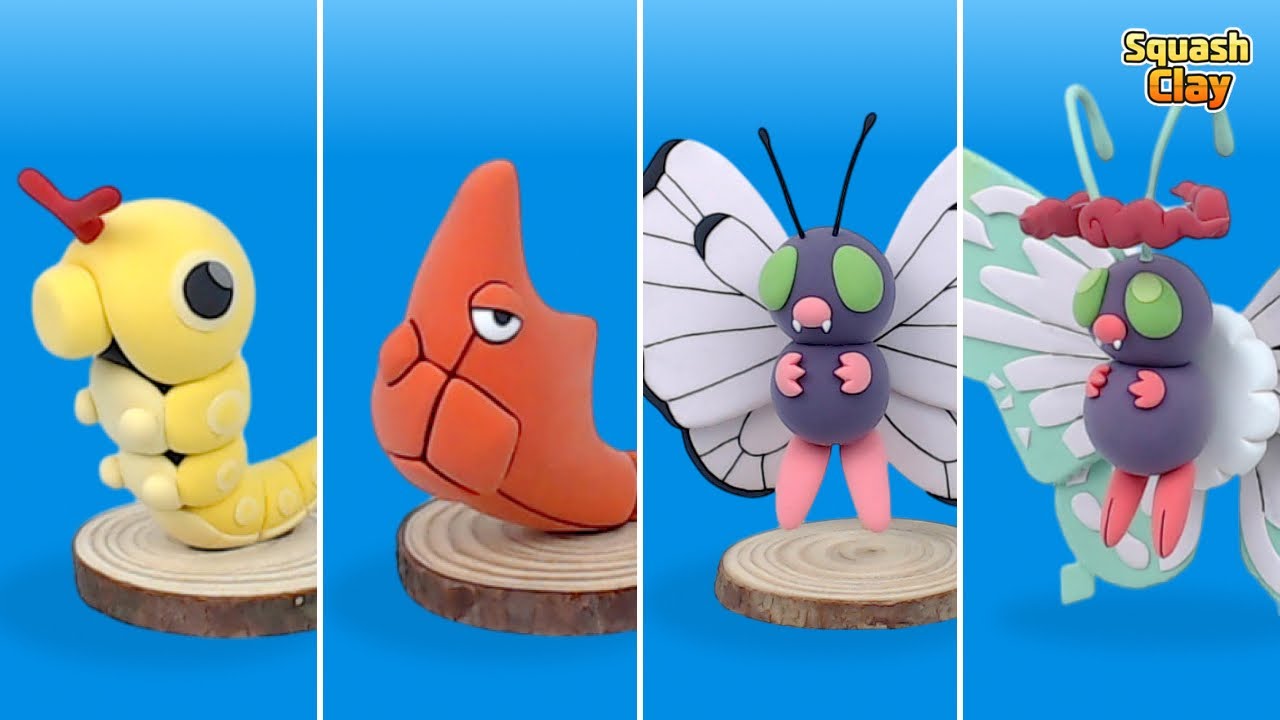 Making Shiny Caterpie family Pokémon out of clay