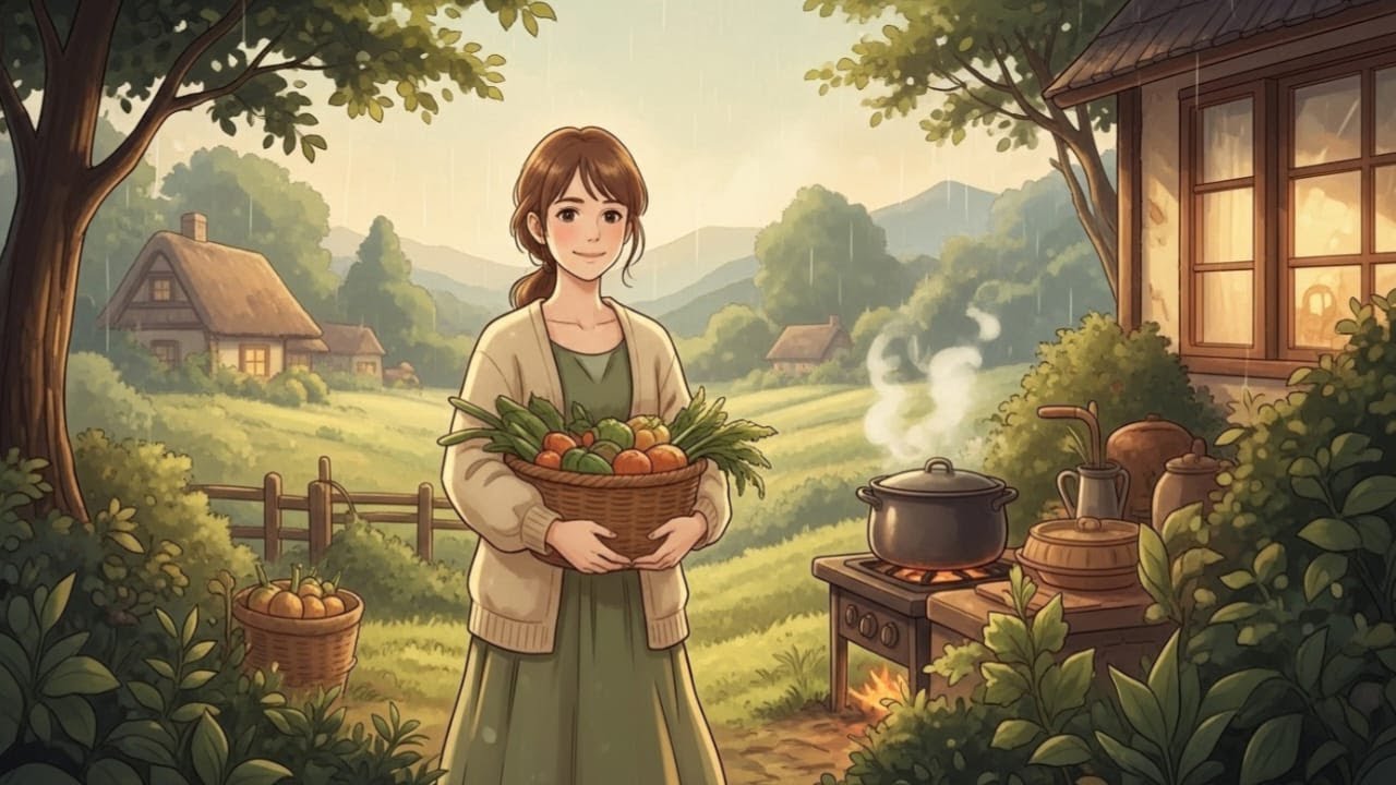 A Cozy Ghibli-Style Day | Gathering Herbs in a Peaceful Countryside 🌿