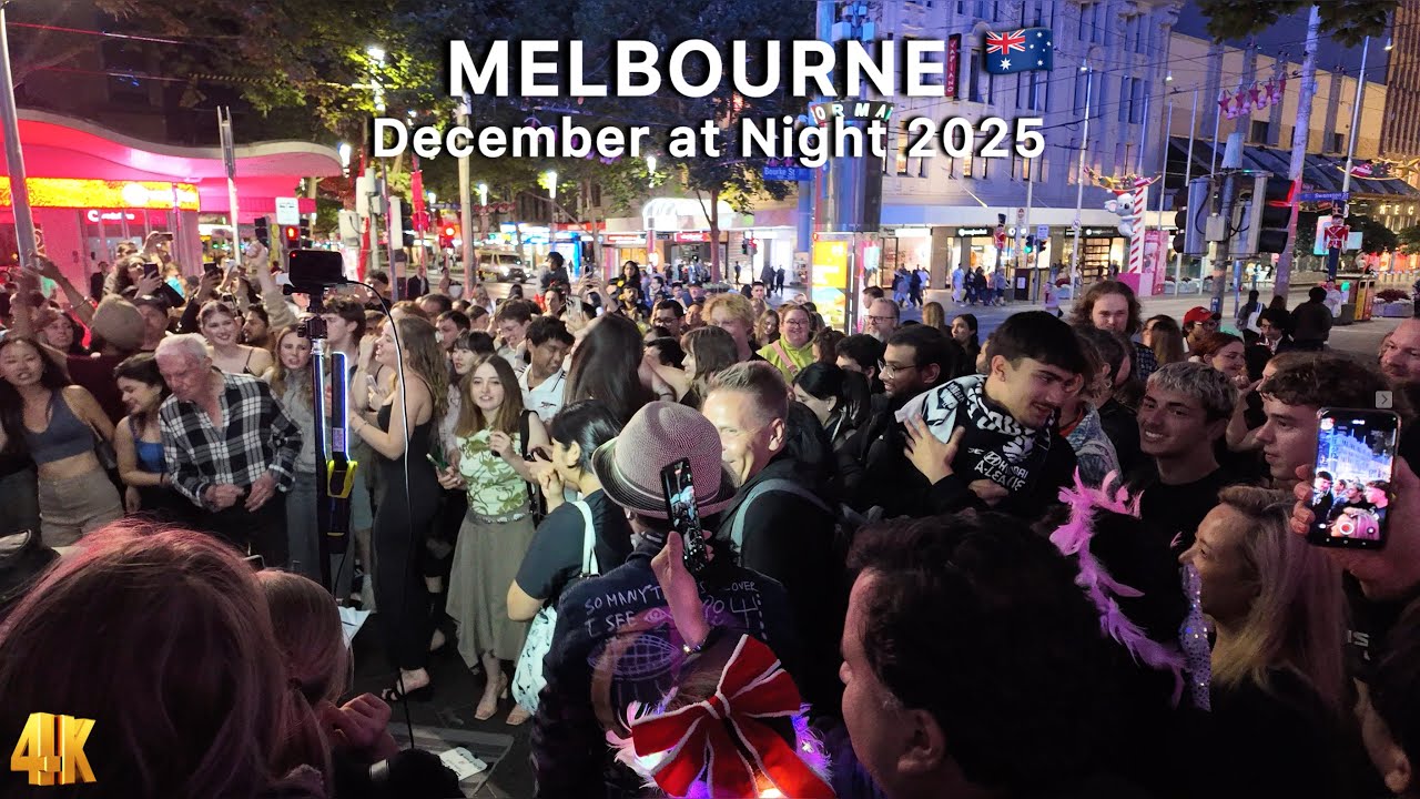 Melbourne Australia Streets at Night in December 2025