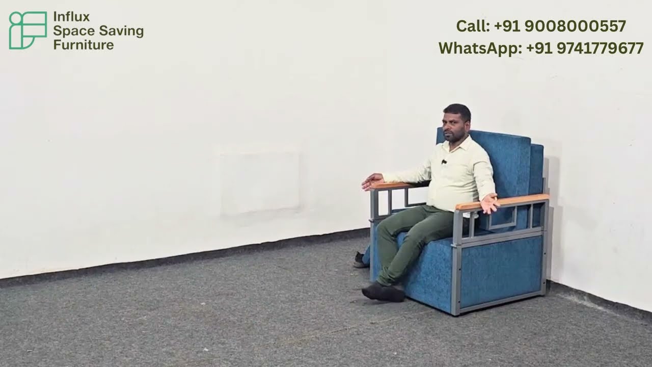 Single Seater Sofa Cum Bed | Foldable Sleeper Chair with Adjustable Armrest | Tamil