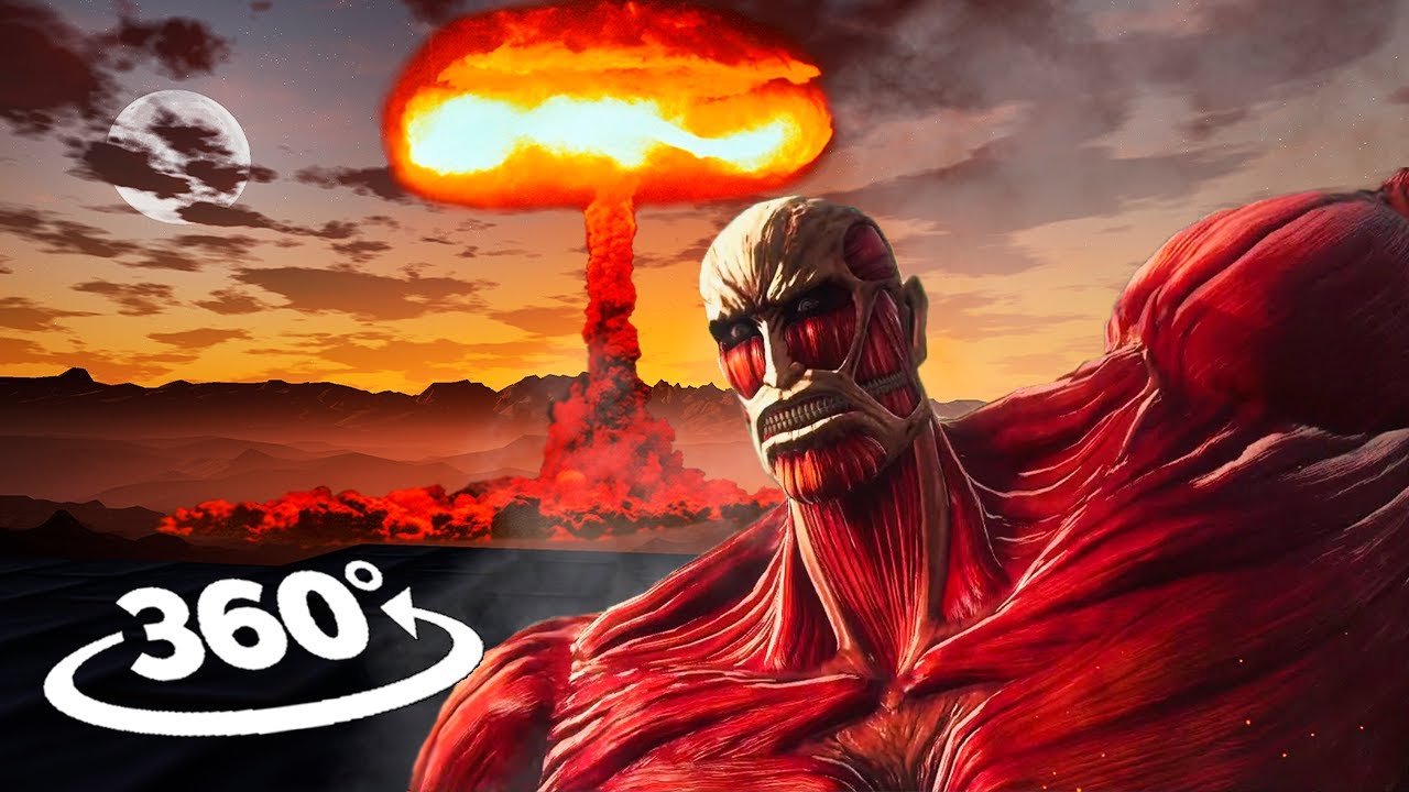 Attack on Titan 360 VR | Colossal Titan attacks Shiganshin | Minecraft 360 4K