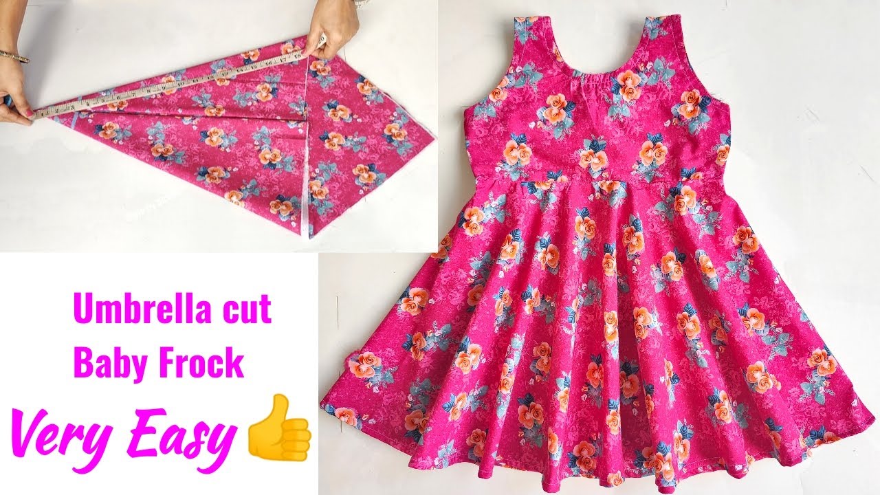 Very Easy Umbrella cut Baby frock cutting and stitching
