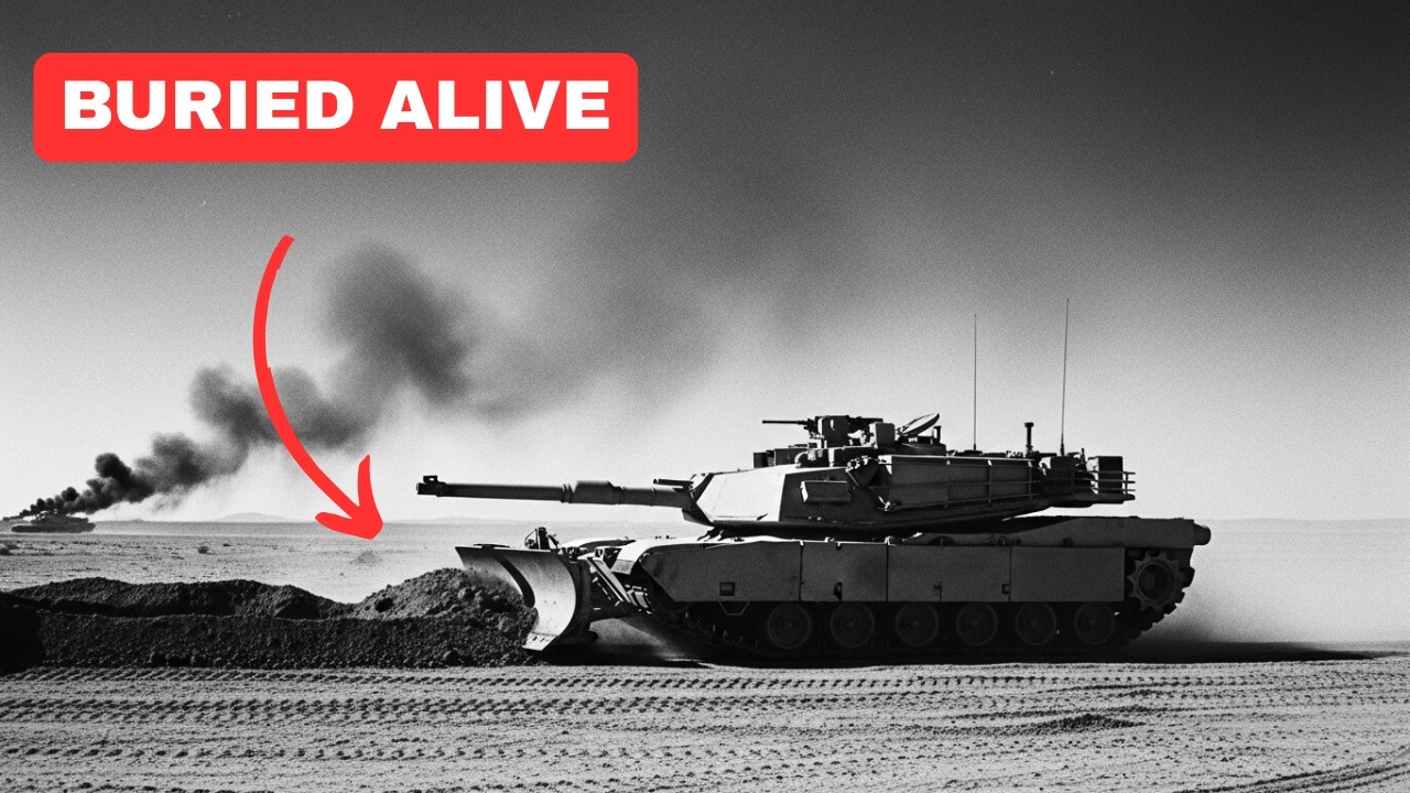 Иракские окопы были заживо погребены под танками M1 Abrams, оснащенными гигантскими плугами.