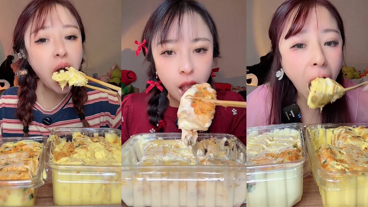 ASMR MUKBANG - MUKBANG SOUND - BIG BOX OF FLOSS CAKE AND FULL OF SAUCE