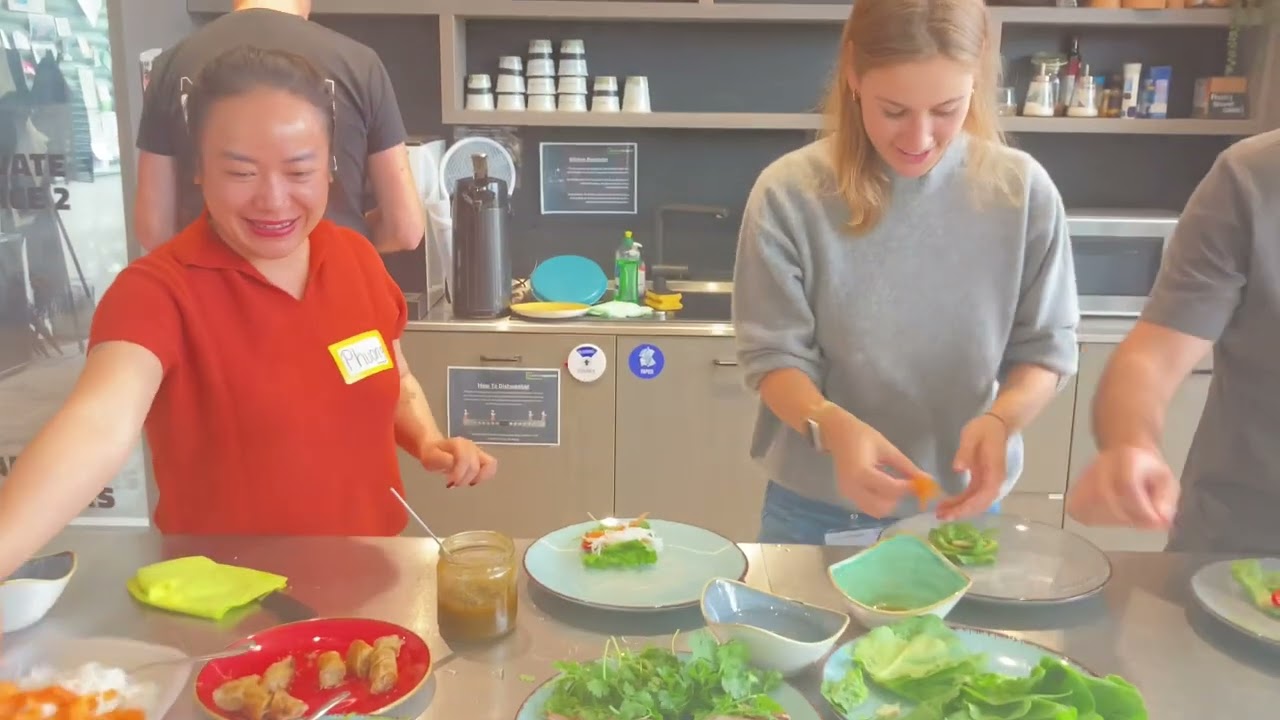 Having fun at lunchtime with summer rolls