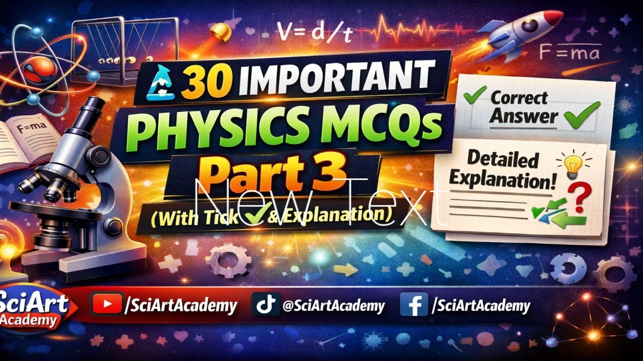 🔬 30 IMPORTANT PHYSICS MCQs | Part 3 |  (With Tick ✓ & Explanation) | SciArt Academy
