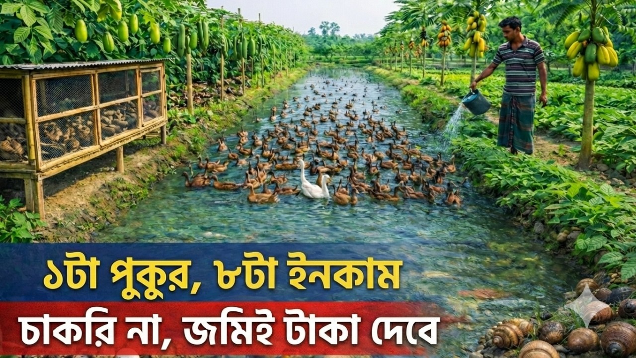 একটা পুকুর, ৮টা ইনকাম! | এক বিঘা জমিতে ফুল ফার্মিং মডেল