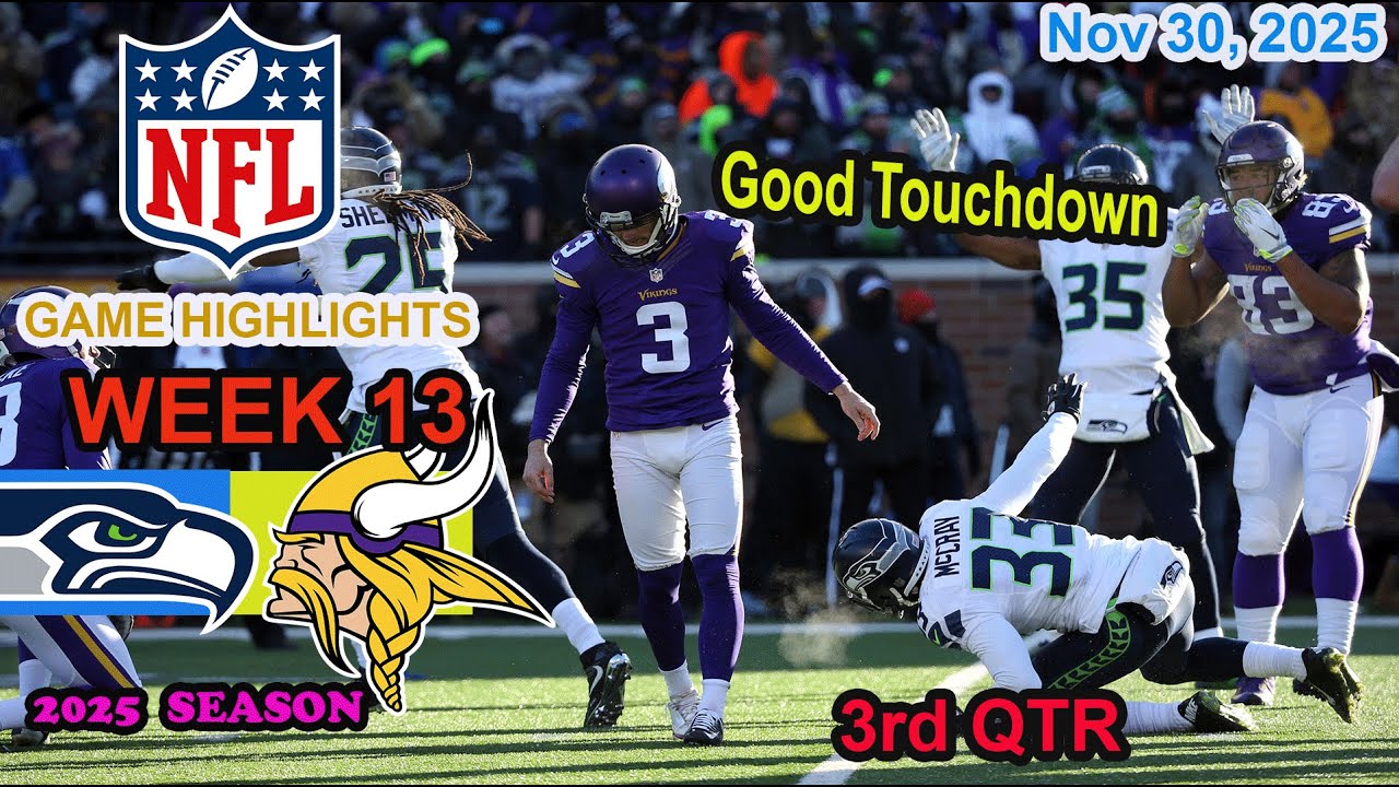 Minnesota Vikings против Seattle Seahawks, 13-я неделя, 3-й квартал, лучшие моменты НФЛ, 30 ноябр...