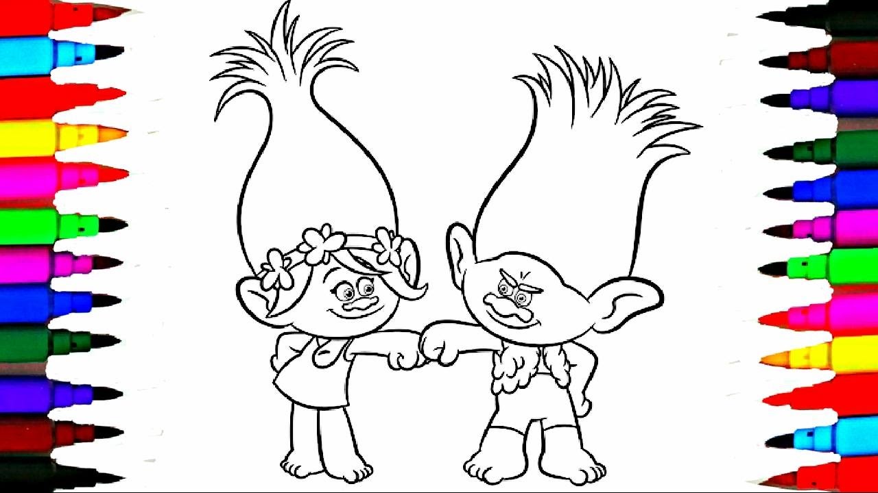 Dreamworks Trolls Coloring Book Pages l Kids Drawing Coloring Videos and Learn Rainbow Colors