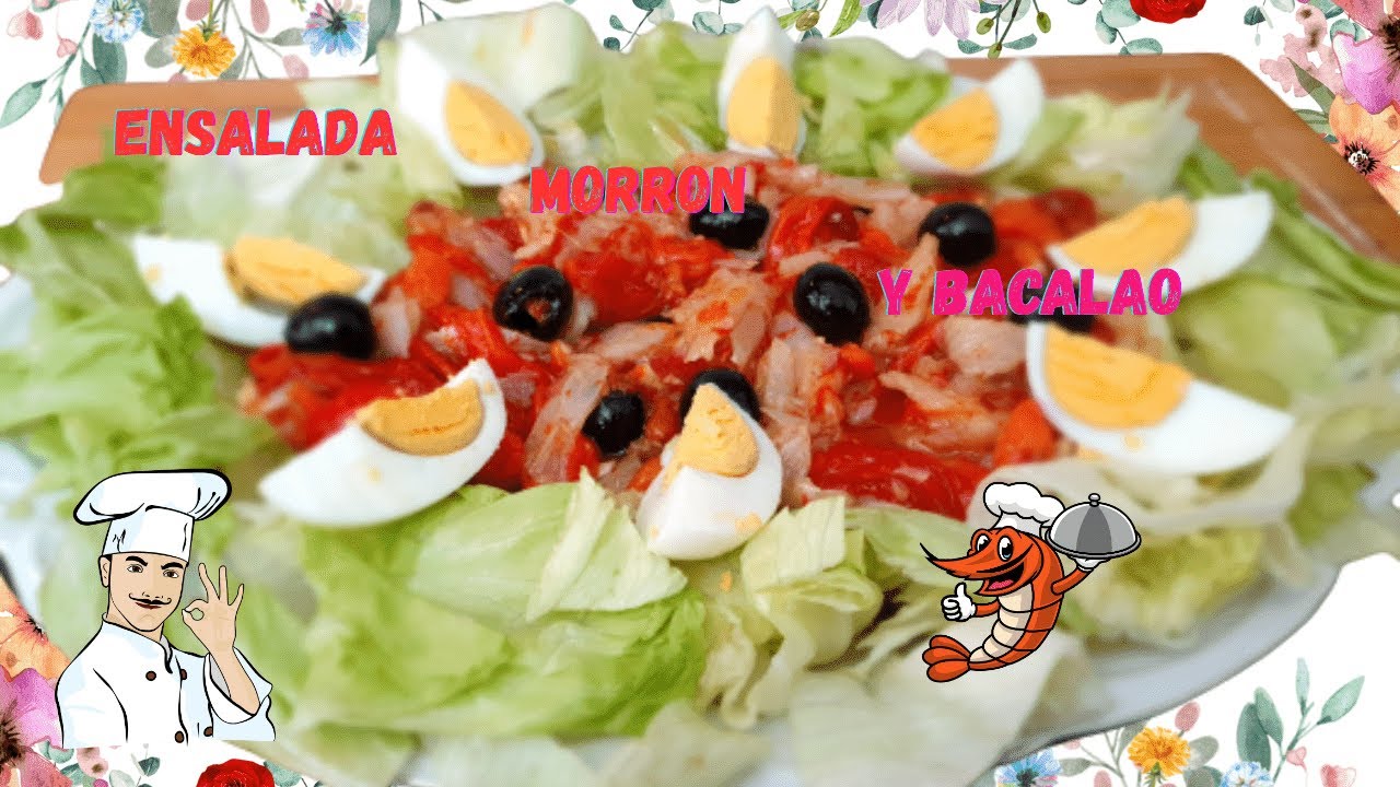 COMO HACER UNA RICA ENSALADA DE MORRON Y BACALAO
