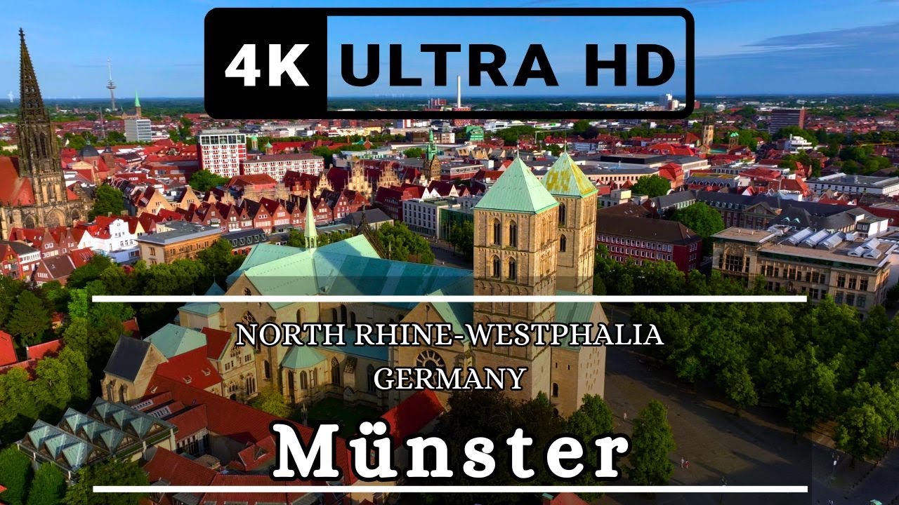 Münster City, North Rhine-Westphalia Germany 4k drone footage