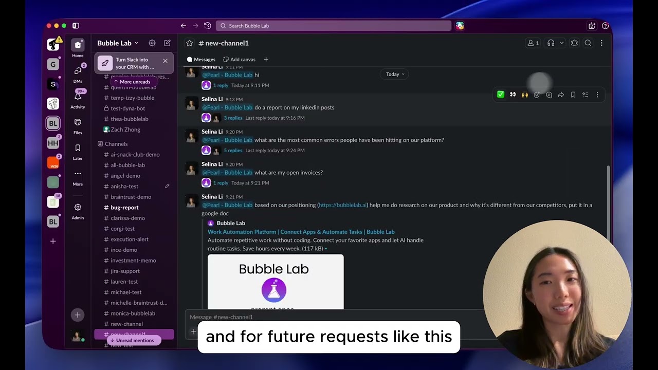 Pearl in Slack (Bubble Lab) demo!