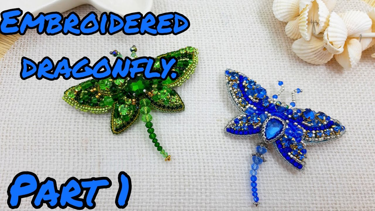 Bead embroidered Dragonfly Part 1 #Dragonfly #beadembroidery #Dragonflybrooch #handmadebrooch