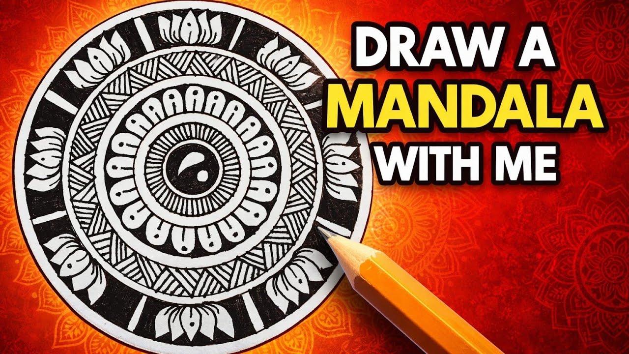 DRAW A MANDALA WITH ME ll EASY MANDALA FOR BEGINNERS ll